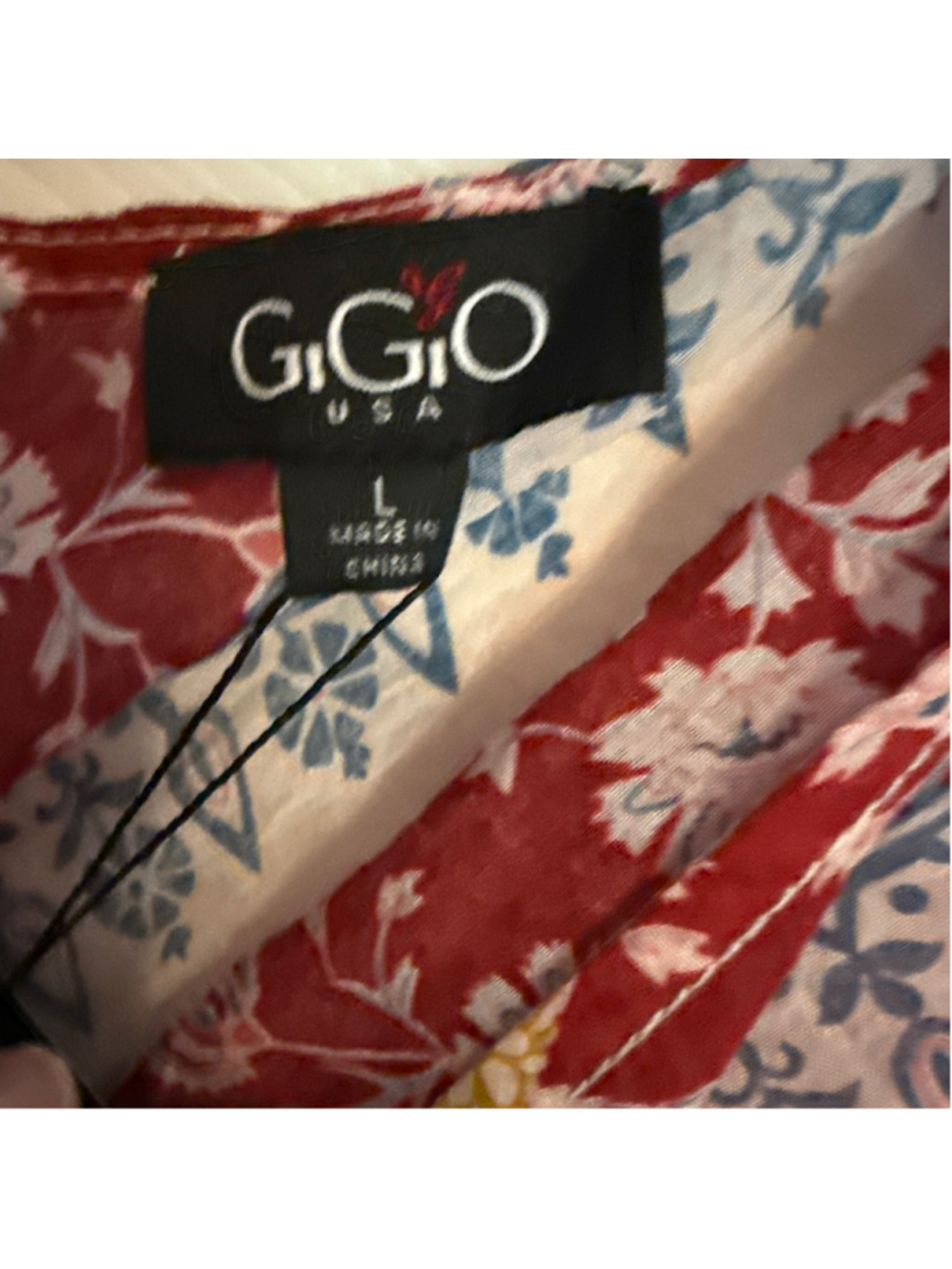GiGio USA Dress Size L Red Beige Floral Paisley Print - Picture 4 of 5